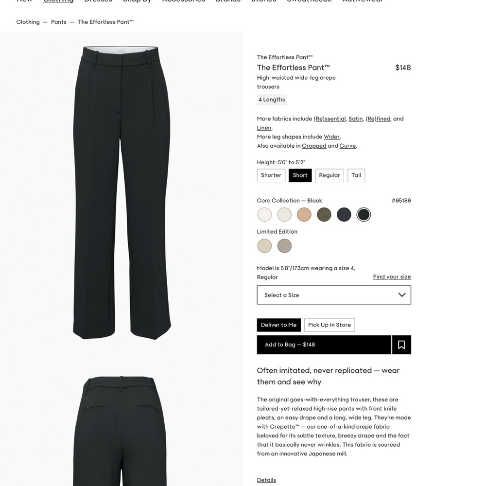 The Effortless Pant Wilfred High Rise Wide Size 6 Short